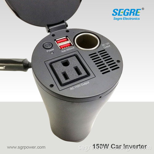 FCC Listed 150w 12v 110v car power inverter with U.S. socket dual USB 4.8A AUTO